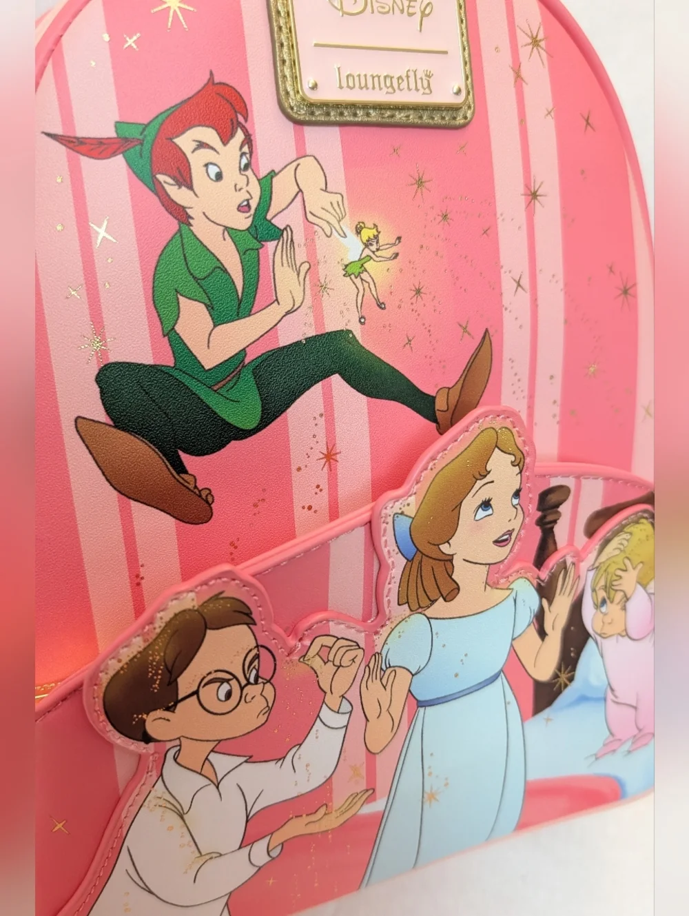 Loungefly Peter Pan 70th Anniversary You Can Fly pink Mini Backpack disney NWT - Picture 3 of 5